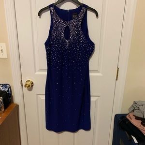 Royal blue rhinestone detailed dress
